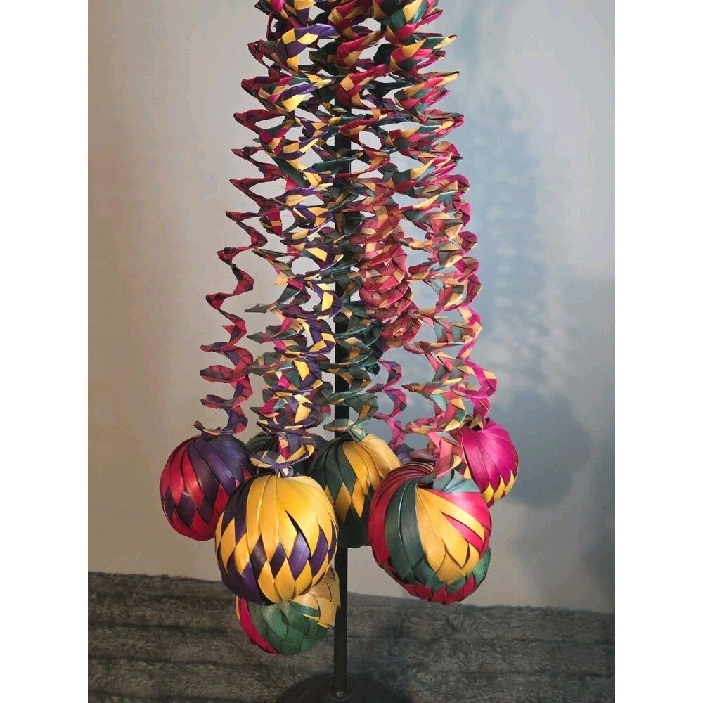 Set of 10 Mexican Palm Leaf Handmade Woven Spheres Christmas Ornaments